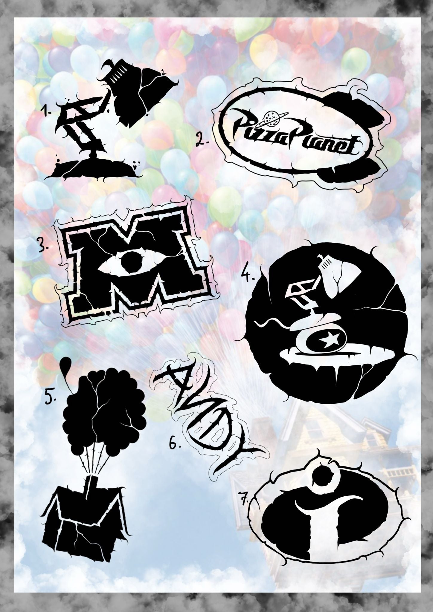 Pixar inspired designs by Andrew