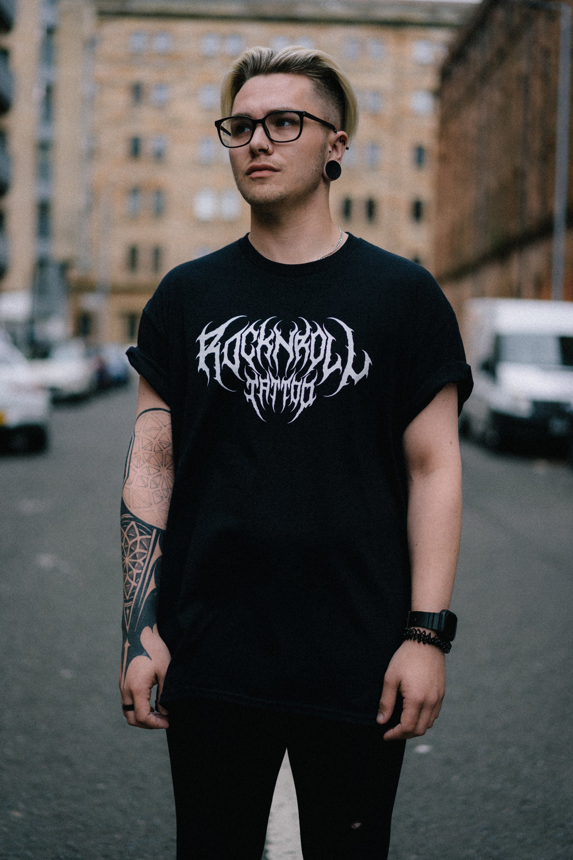 Rock'n'Roll Tattoo Black Metal Unisex T-Shirt