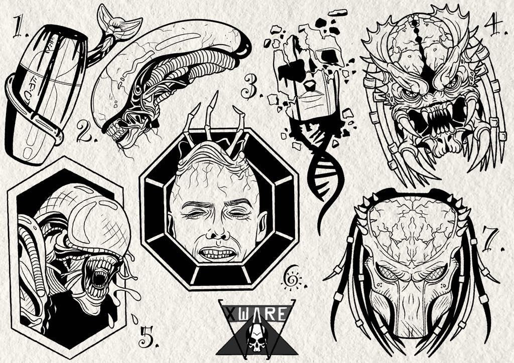 Alien vs Predator inspired designs by Emily