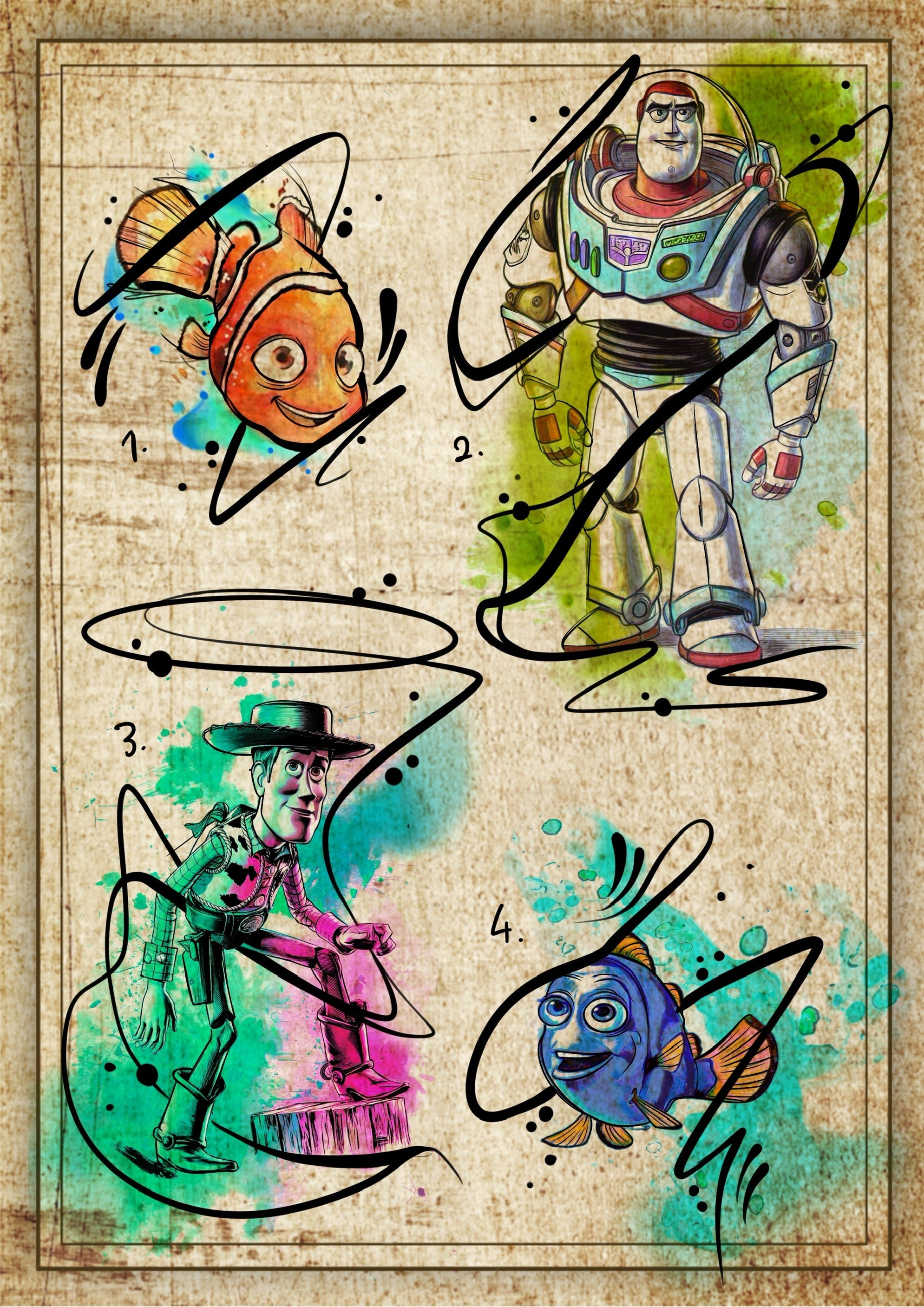Pixar inspired designs by Daniel