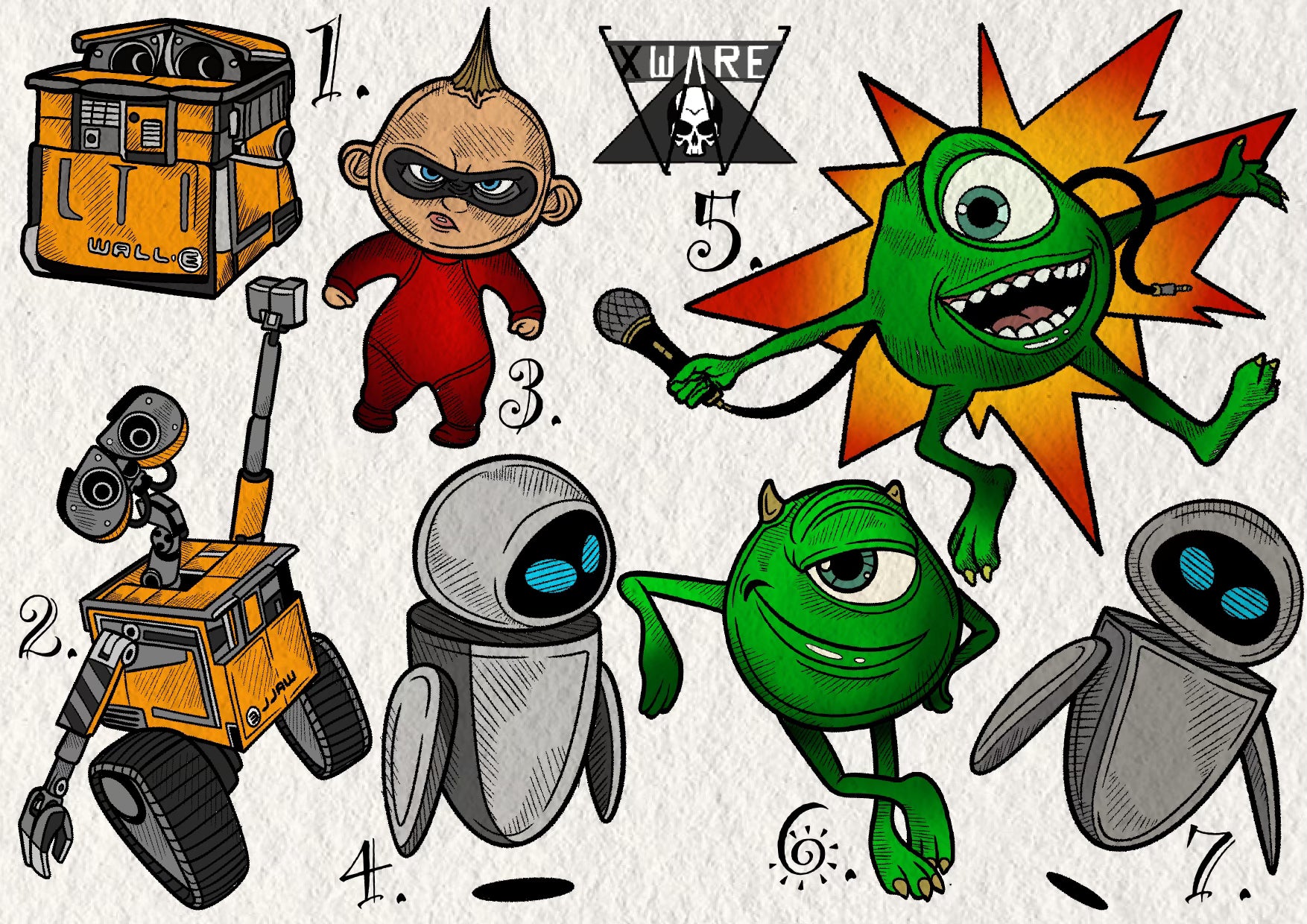 Pixar inspired designs by Emily