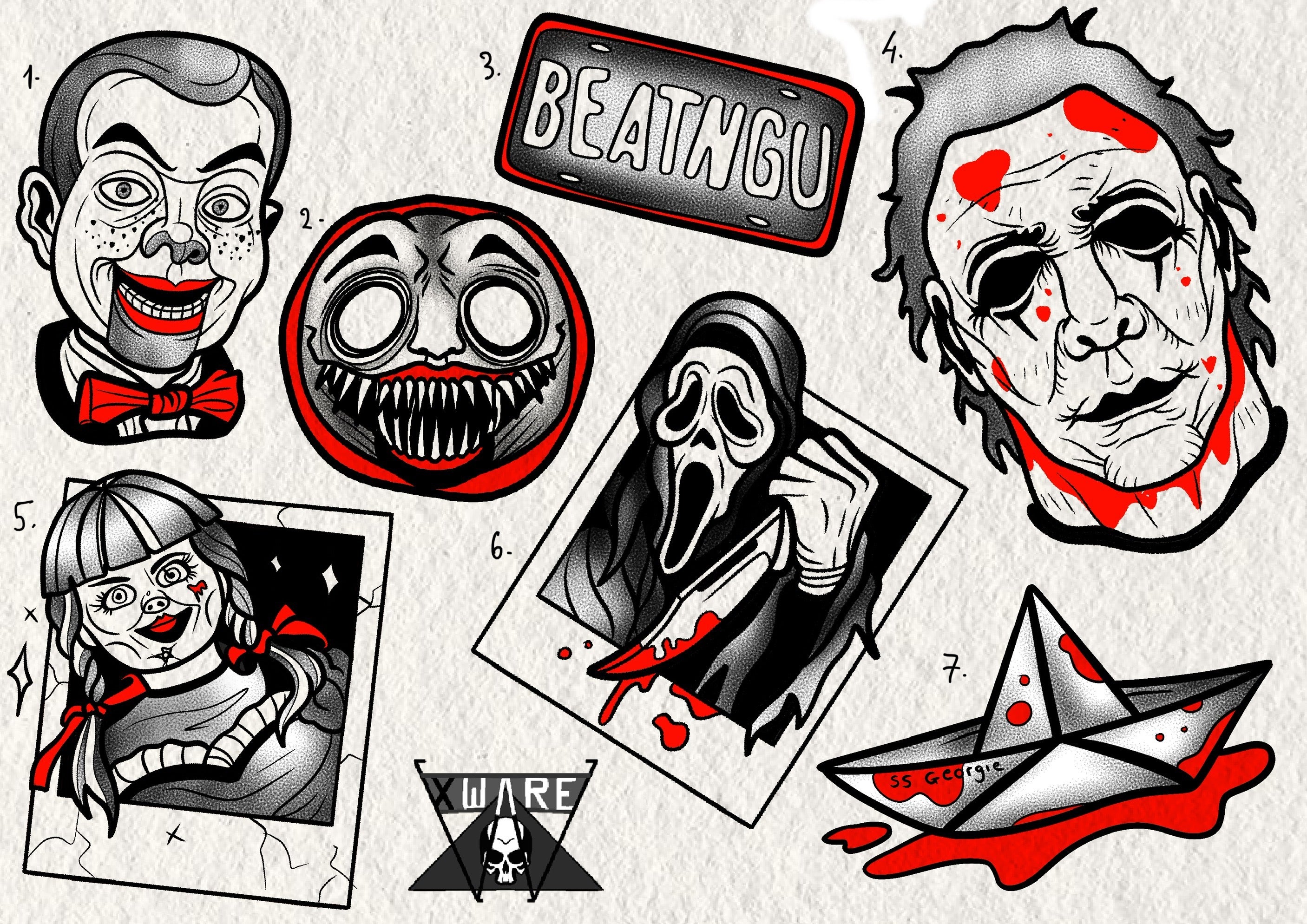 Horror inspired designs by Emily (2025)