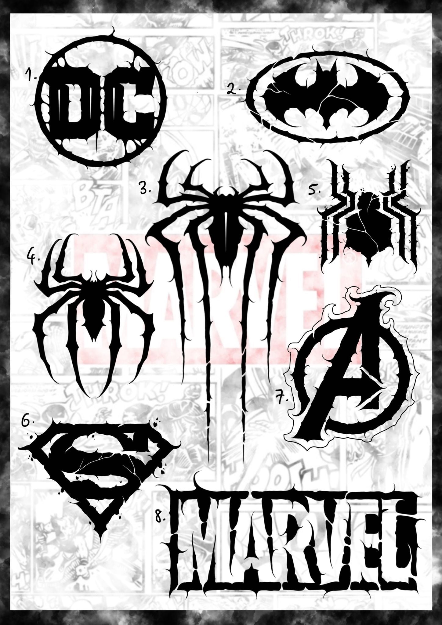 Marvel vs DC inspired designs by Andrew