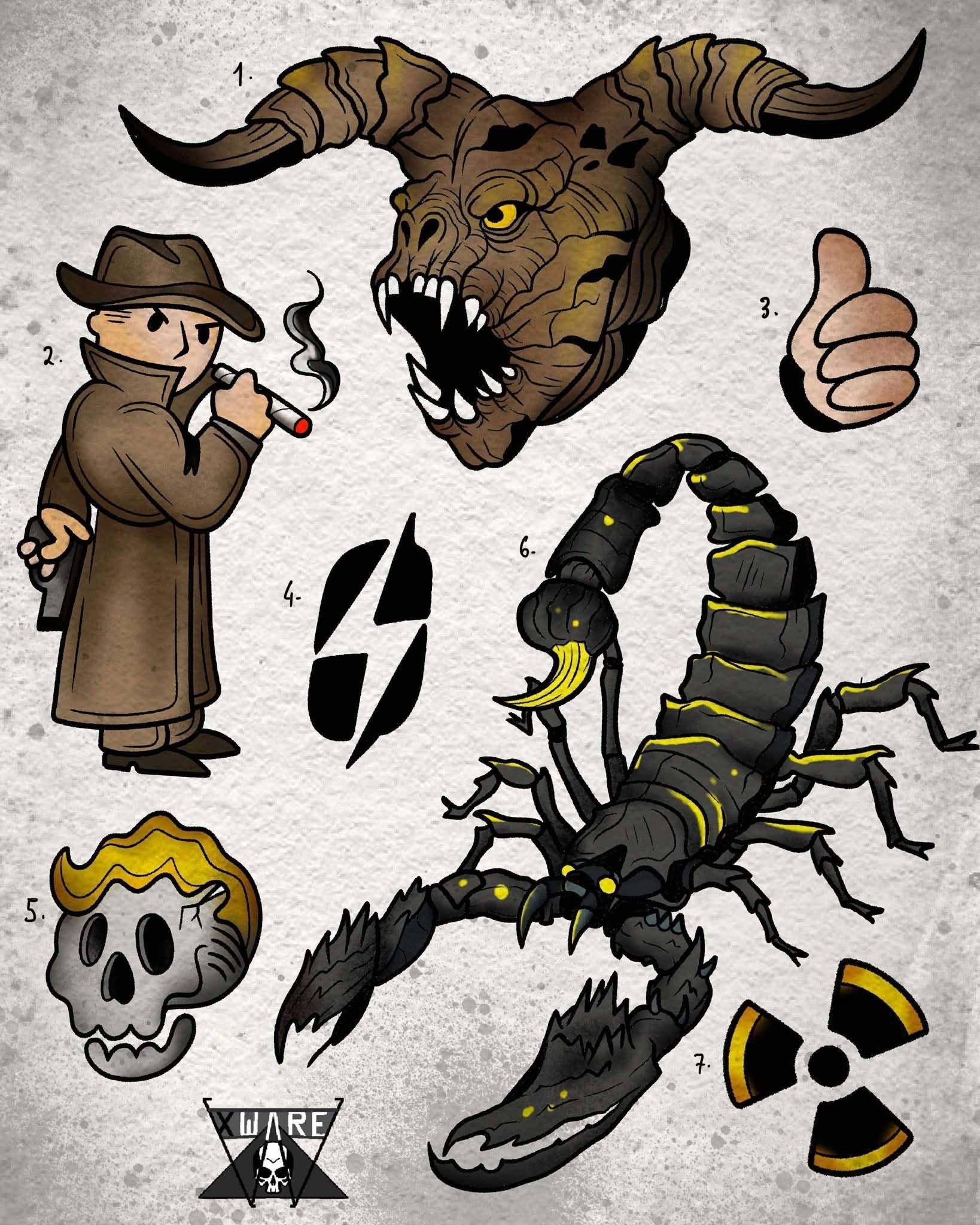 Simple Fallout Designs Fallout inspired designs by Emily (2025) | Rock'n'Roll Tattoo Online Store