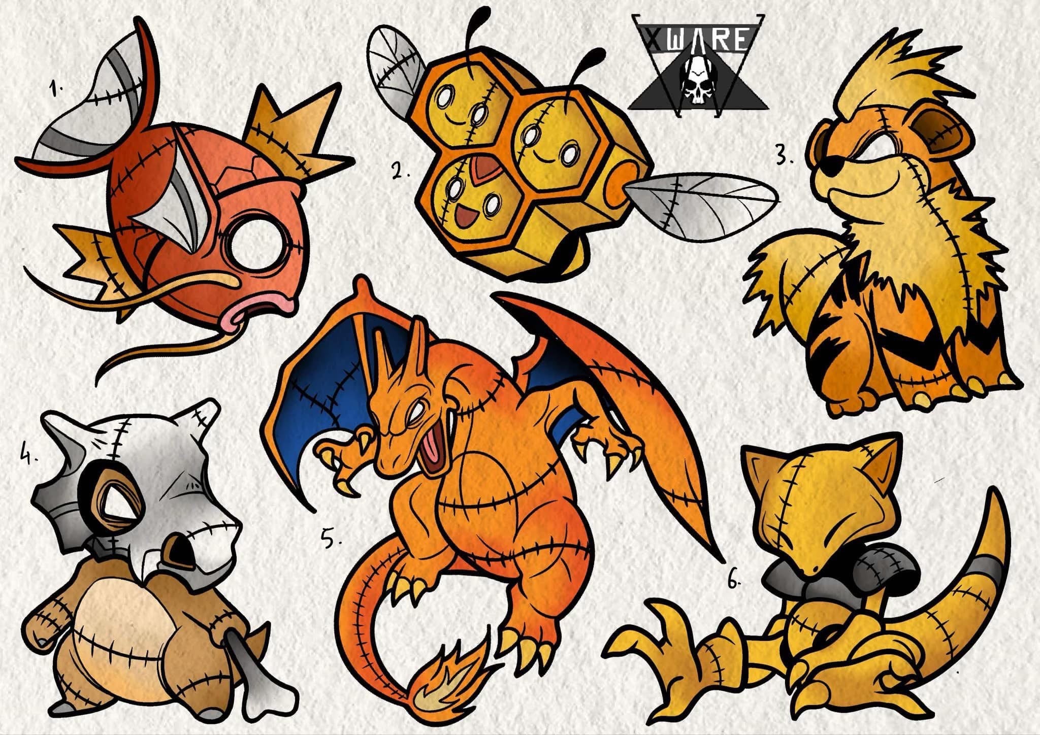 Pokemon inspired designs by Emily (2025)